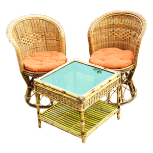 Rattan Chair with Bamboo Table
