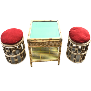 Rattan Square Tool Table Set