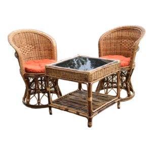 Wicker table and chair