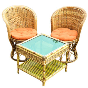 Rattan/Cane Chair Set